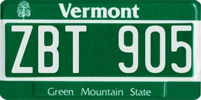 VT license plate ZBT905