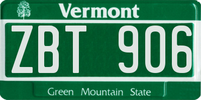 VT license plate ZBT906