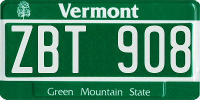 VT license plate ZBT908