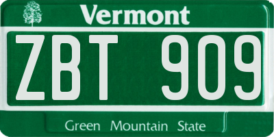 VT license plate ZBT909