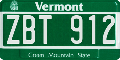 VT license plate ZBT912
