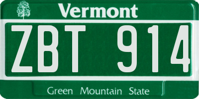 VT license plate ZBT914