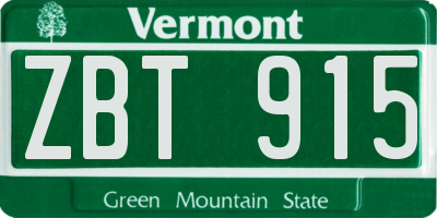 VT license plate ZBT915