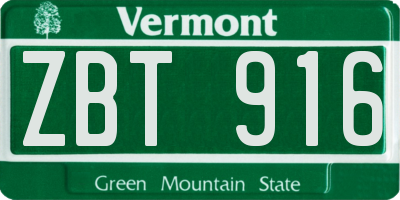 VT license plate ZBT916