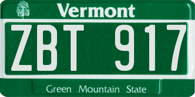VT license plate ZBT917