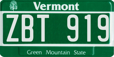 VT license plate ZBT919