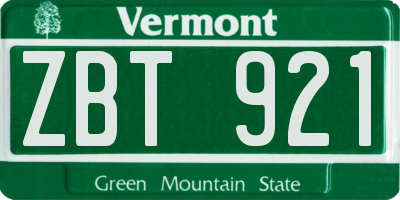 VT license plate ZBT921