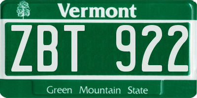 VT license plate ZBT922