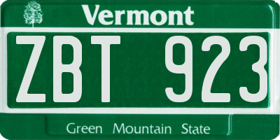 VT license plate ZBT923