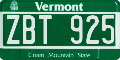 VT license plate ZBT925