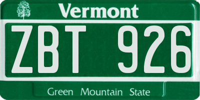 VT license plate ZBT926