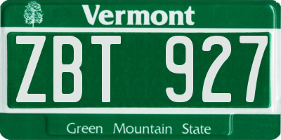 VT license plate ZBT927