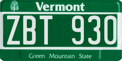 VT license plate ZBT930