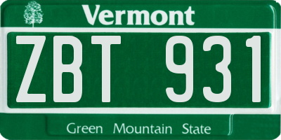 VT license plate ZBT931