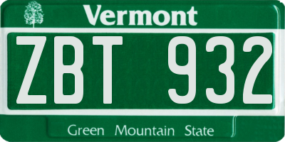 VT license plate ZBT932