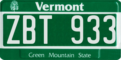 VT license plate ZBT933