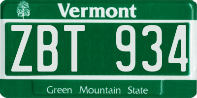 VT license plate ZBT934