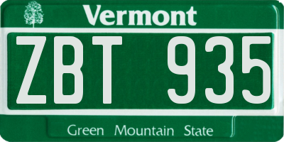 VT license plate ZBT935