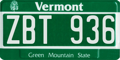 VT license plate ZBT936