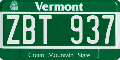 VT license plate ZBT937