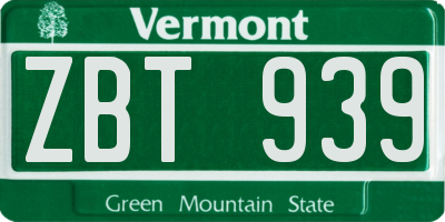 VT license plate ZBT939