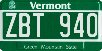 VT license plate ZBT940