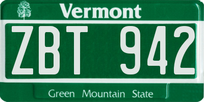 VT license plate ZBT942
