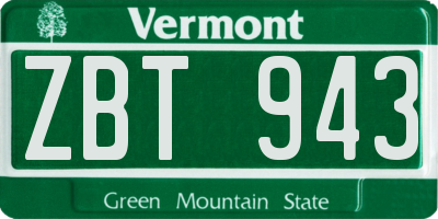 VT license plate ZBT943