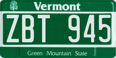VT license plate ZBT945