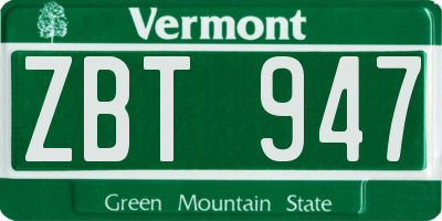 VT license plate ZBT947