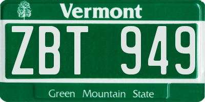 VT license plate ZBT949