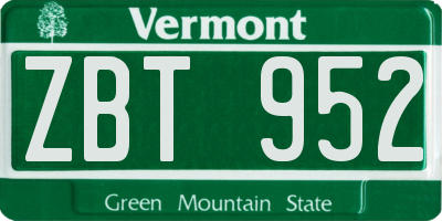 VT license plate ZBT952