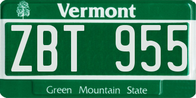 VT license plate ZBT955