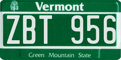 VT license plate ZBT956
