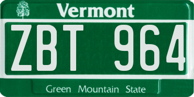 VT license plate ZBT964