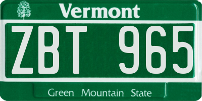 VT license plate ZBT965