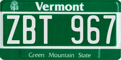VT license plate ZBT967