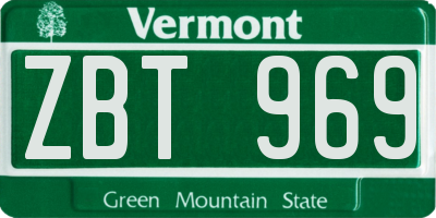 VT license plate ZBT969