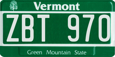 VT license plate ZBT970