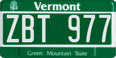 VT license plate ZBT977