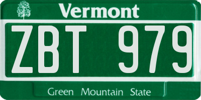 VT license plate ZBT979