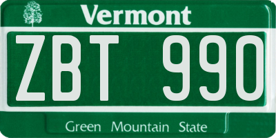 VT license plate ZBT990