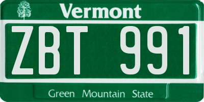 VT license plate ZBT991