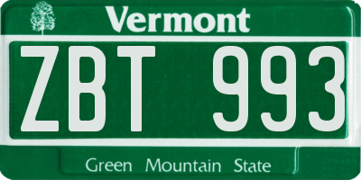 VT license plate ZBT993