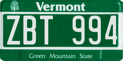 VT license plate ZBT994