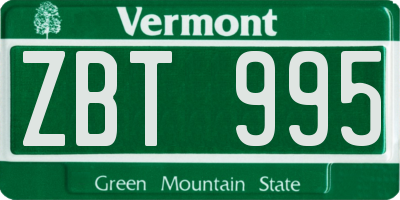 VT license plate ZBT995