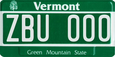 VT license plate ZBU000