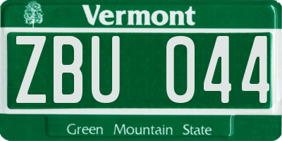 VT license plate ZBU044