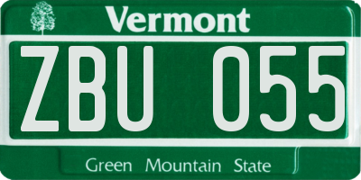 VT license plate ZBU055