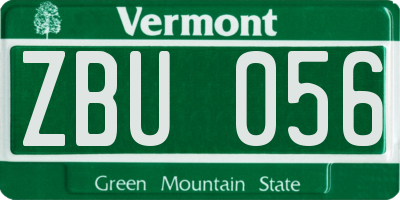 VT license plate ZBU056